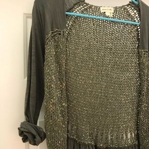 Army Green Crocheted Cardigan